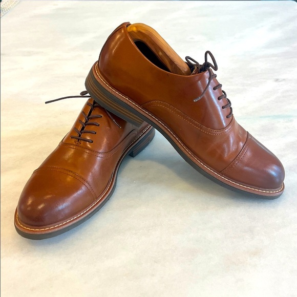Kenneth Cole Reaction Klay Cap Toe Oxford with Flex Cognac Brown Shoes Size 10.5 - Picture 3 of 10